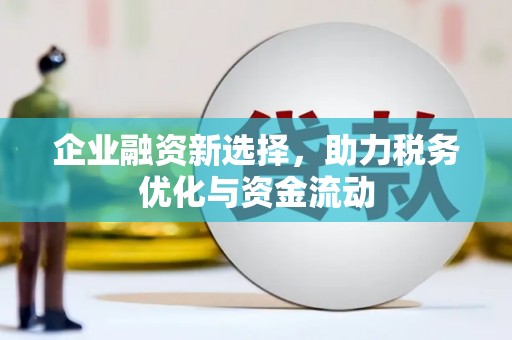疏附企业融资新选择，助力税务优化与资金流动