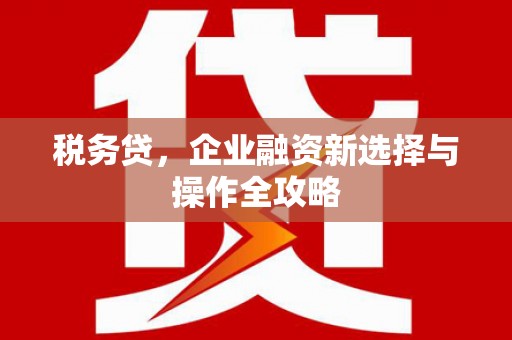 疏附税务贷，企业融资新选择与操作全攻略