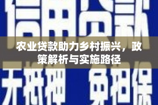 疏附农业贷款助力乡村振兴，政策解析与实施路径