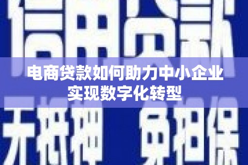 疏附电商贷款如何助力中小企业实现数字化转型