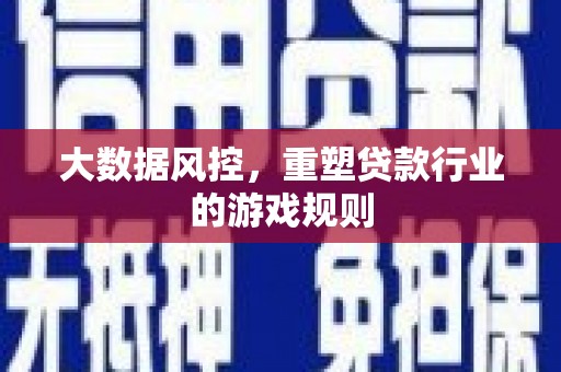 疏附大数据风控，重塑贷款行业的游戏规则