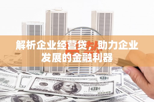 疏附解析企业经营贷，助力企业发展的金融利器