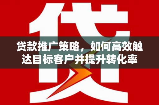 疏附贷款推广策略，如何高效触达目标客户并提升转化率