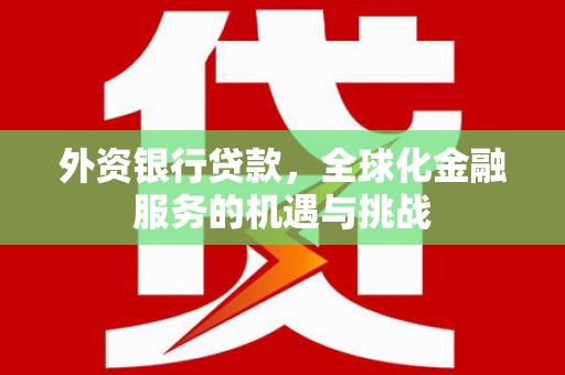 疏附外资银行贷款，全球化金融服务的机遇与挑战