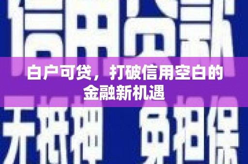 疏附白户可贷，打破信用空白的金融新机遇