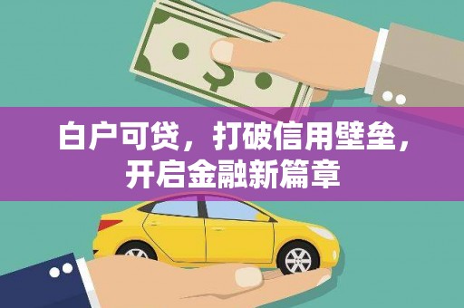 疏附白户可贷，打破信用壁垒，开启金融新篇章