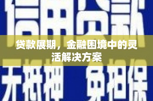 疏附贷款展期，金融困境中的灵活解决方案