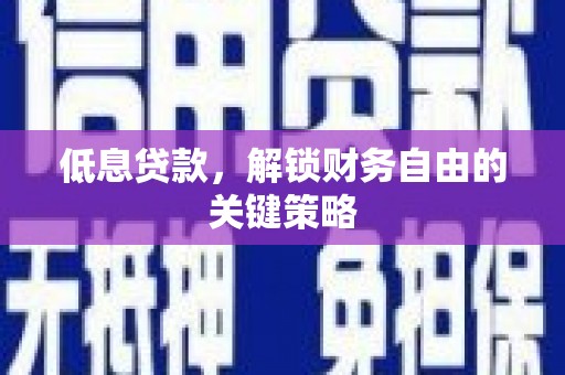 疏附低息贷款，解锁财务自由的关键策略