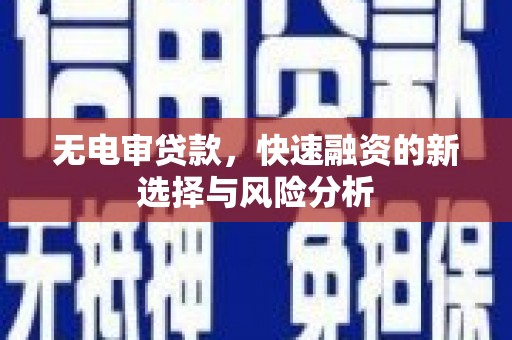 疏附无电审贷款，快速融资的新选择与风险分析