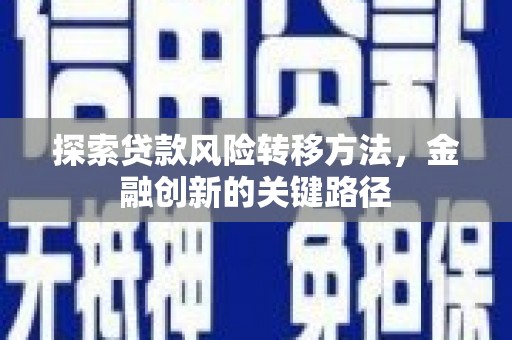 疏附探索贷款风险转移方法，金融创新的关键路径