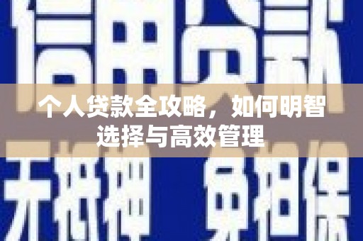 疏附个人贷款全攻略，如何明智选择与高效管理